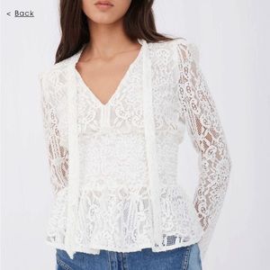 Maje Tie Neck Lace Top